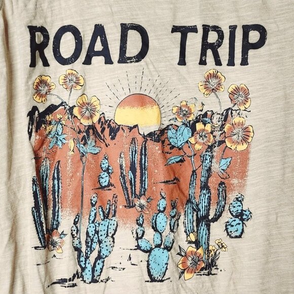 ROAD TRIP CACTUS SUNSET FLORAL DESERT PRINT GRAPHIC TANK TOP SIZE MEDIUM - Picture 1 of 3